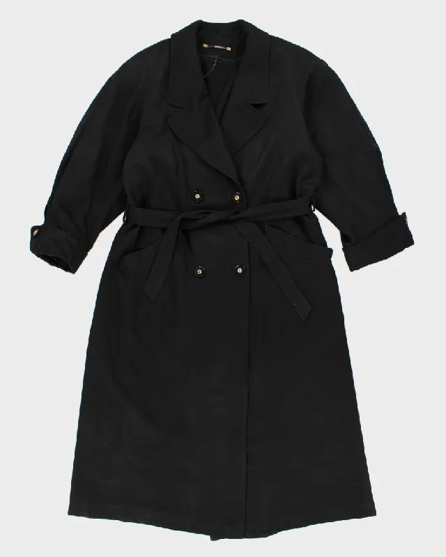 Womens Black Shiff Long Lined Trench Coat - M Raincoat Turtleneck Coat Wrap Coat