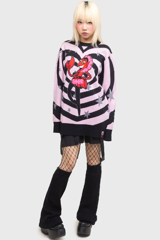 King Of Darkness Sweater Solid Color Striped Floral Print