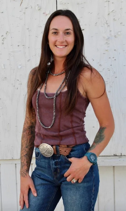 Exposed seam tank-brown mint tank top