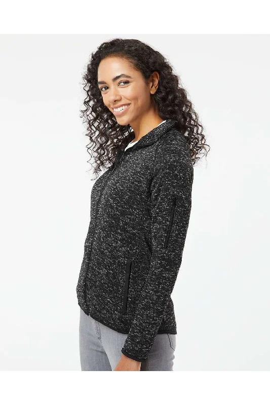 Burnside Womens Sweater Knit Full Zip Jacket - Heather Black - NEW