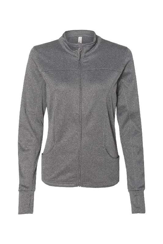 Independent Trading Co. Womens Poly Tech Full Zip Track Jacket - Heather Gunmetal Grey - NEW