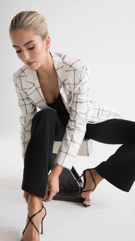 Marc Linen Blend Check Blazer - White and Black