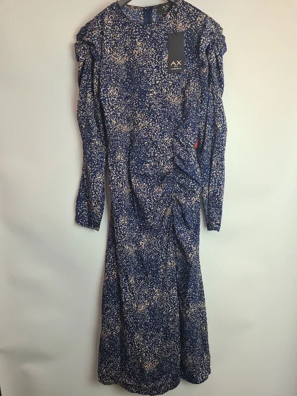 AX PARIS Navy Printed Split Leg Midi Dress Size 8 **** V496