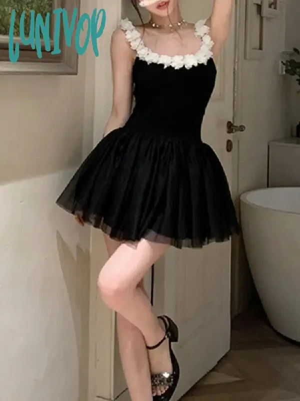 Lunivop Summer Bandage Sweet Dress Women Backless Kawaii Y2K Mini Dress Female Causal Korean Fashion Sexy Strap Party Cute Dress