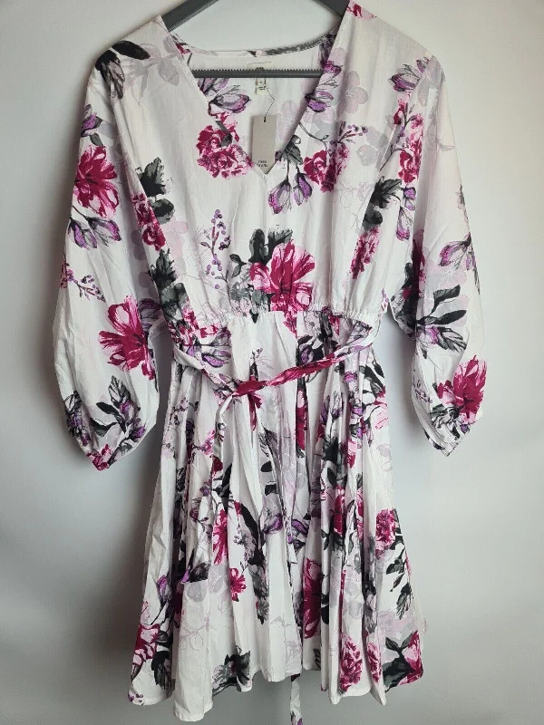 River Island Floral Mini Dress White UK 10