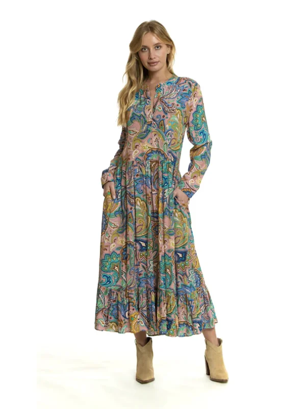 Paisley Maxi Dress With Long Sleeves | Tolani