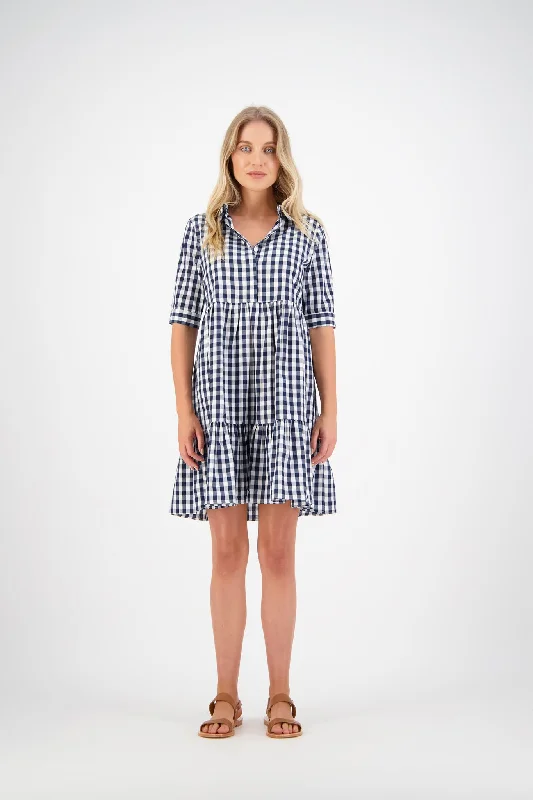 TUESDAY (LN) Josie shirt dress - Navy gingham! 14