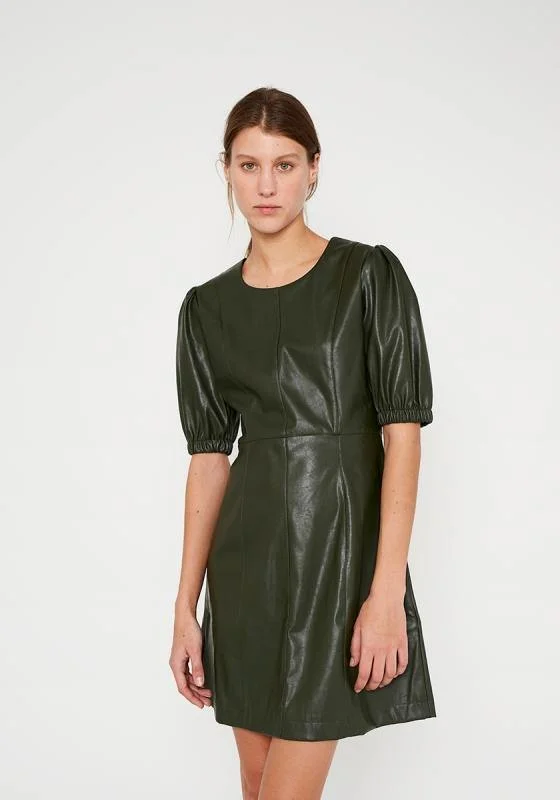 Wild Pony Faux Leather Puff Sleeve Dress