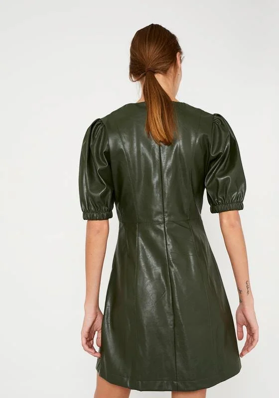 Wild Pony Faux Leather Puff Sleeve Dress