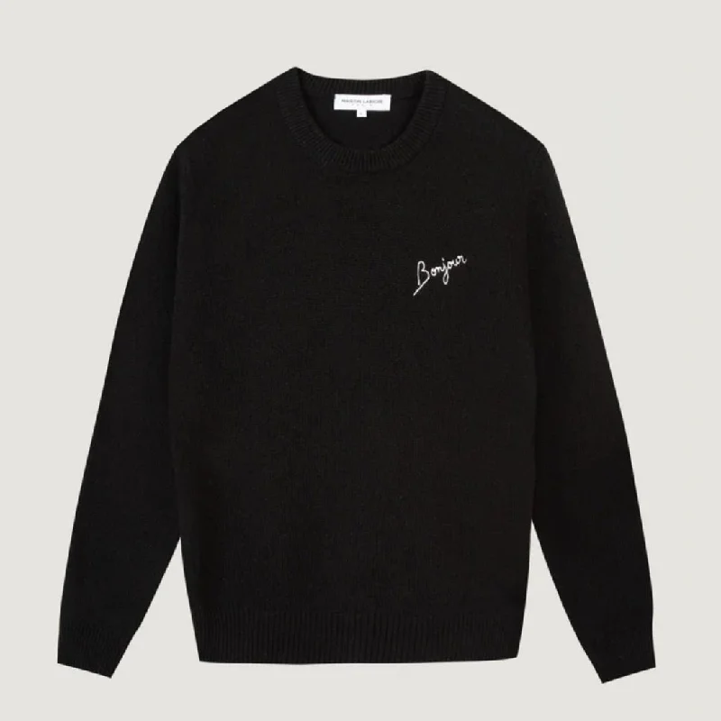 ""Bonjour"" Choiseul Recycled Wool Sweater (Black)