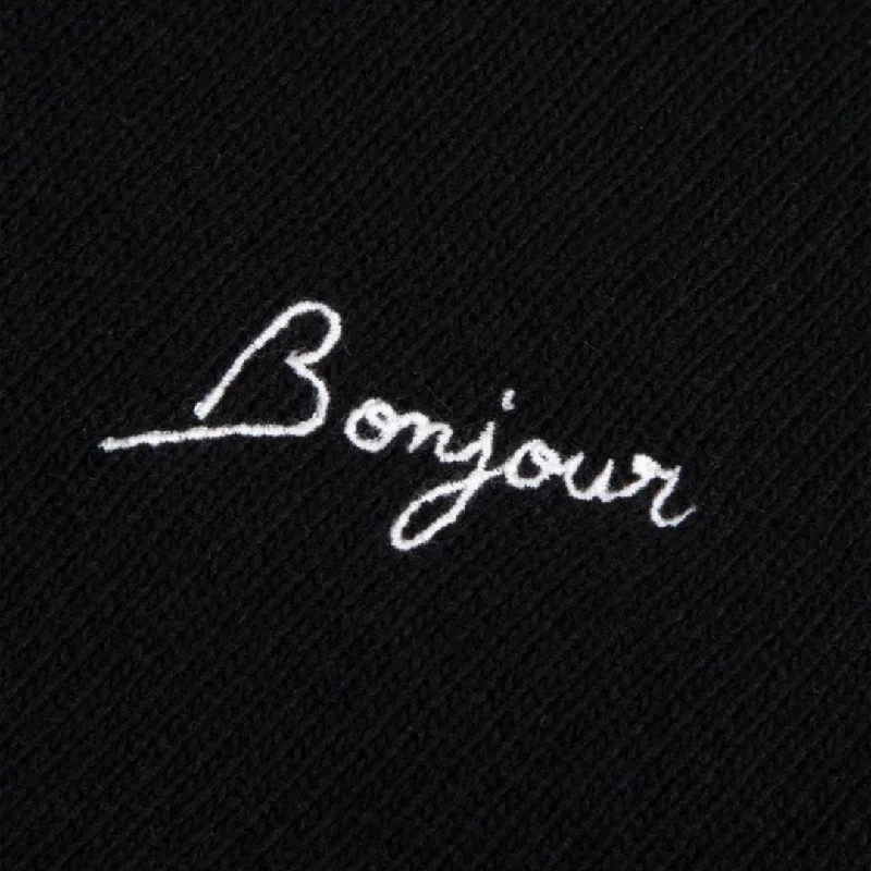 ""Bonjour"" Choiseul Recycled Wool Sweater (Black)