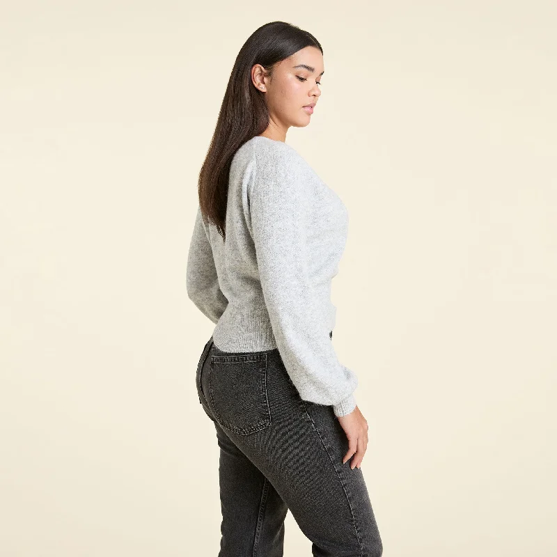 Cozy Knit Wrap Sweater | Heather Grey