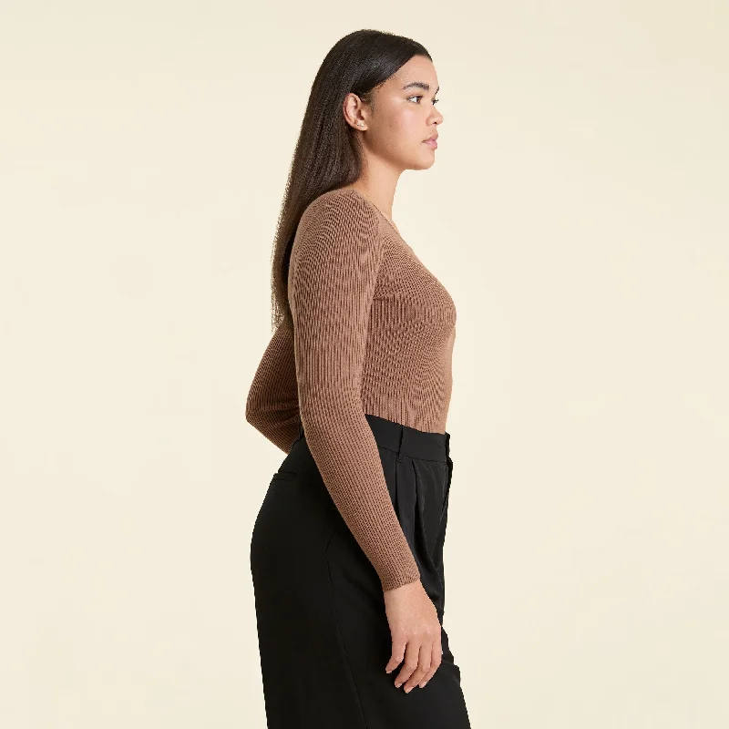 Crewneck Sweater Bodysuit | Chocolate