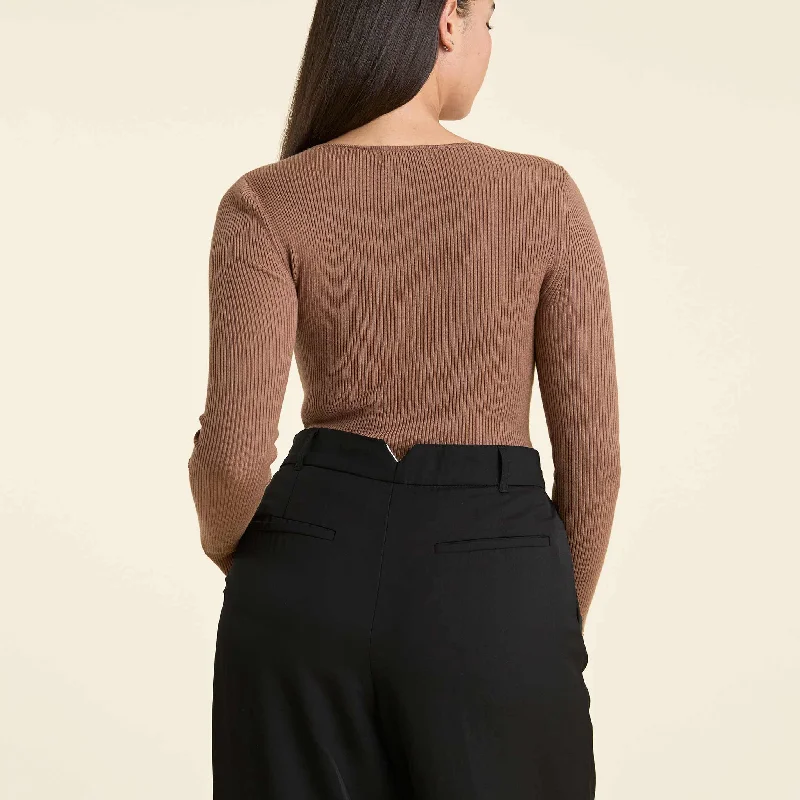 Crewneck Sweater Bodysuit | Chocolate