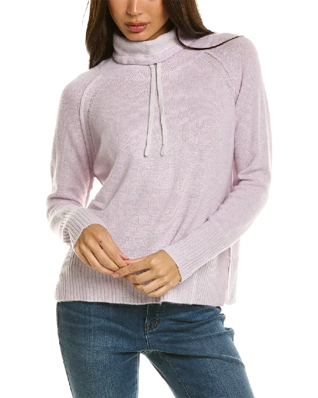 Forte Cashmere Plaited Drawstring Funnel Cashmere Sweater