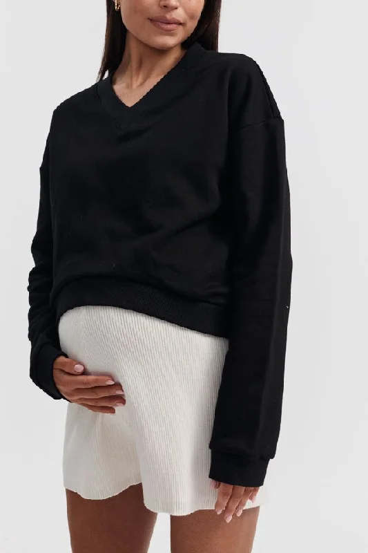 Crop V Neck Sweatshirt