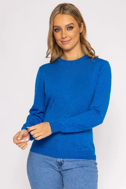 Merino Blend Crew in Blue