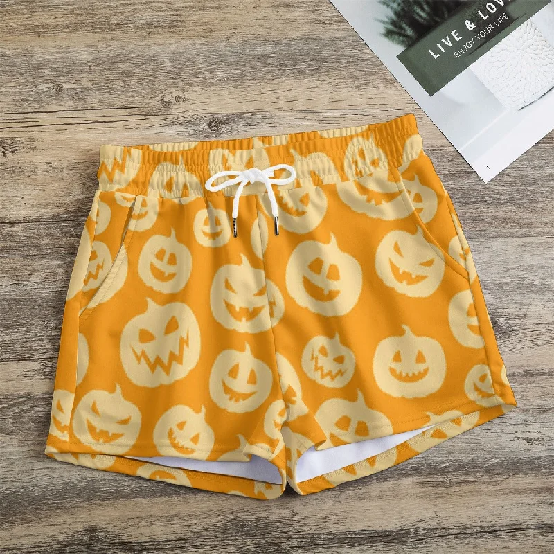 Orange Pattern Shorts Women's Casual Shorts