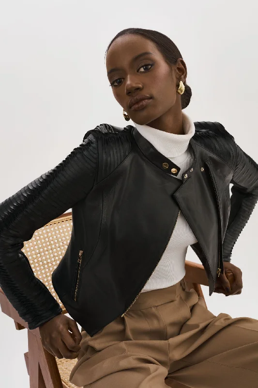 AZRA GOLD | Leather Biker Jacket