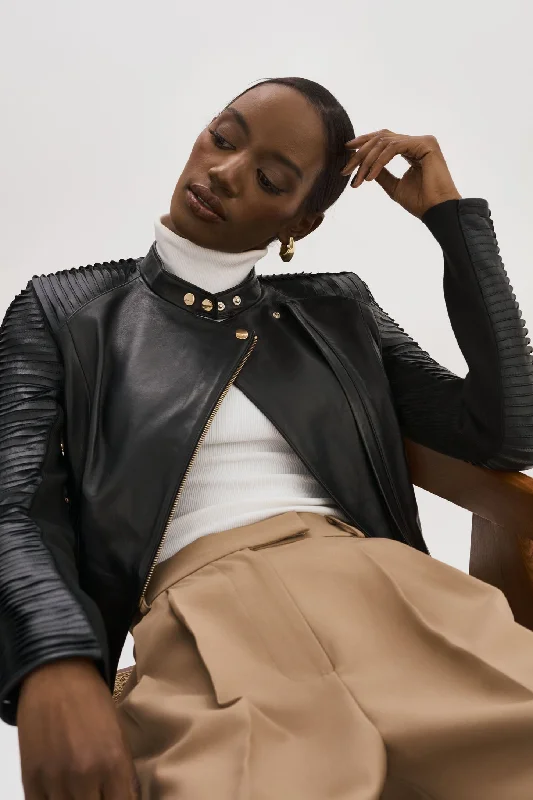 AZRA GOLD | Leather Biker Jacket