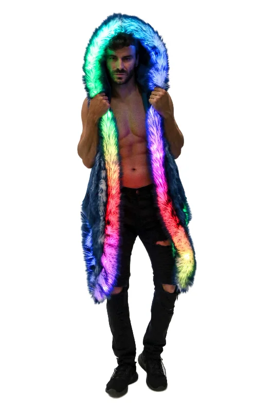 Men's LED Fur Vest in ""Just The Tip-Navy""