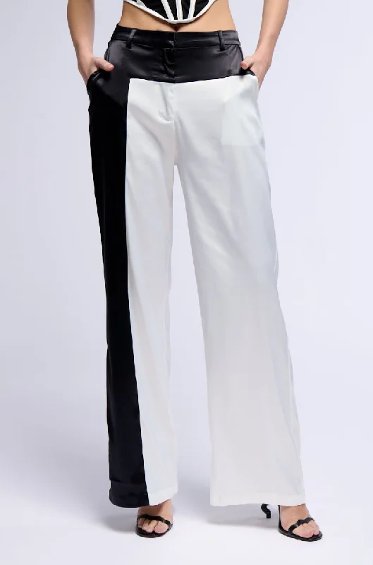 DAY TO NIGHT COLORBLOCKED SATIN TROUSER