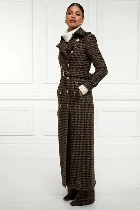 Full Length Marlborough Trench Coat (Chocolate Houndstooth)