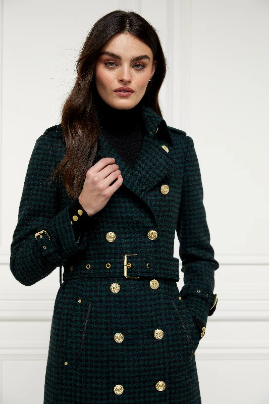 Full Length Marlborough Trench Coat (Emerald Houndstooth)