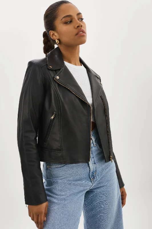 KELSEY GOLD | Leather Biker Jacket