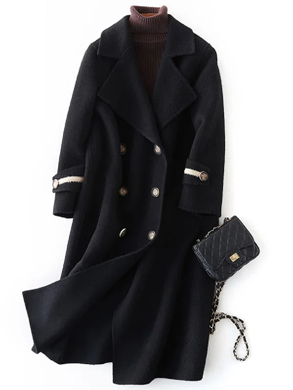 Long Woolen Solid Color Warm Coat