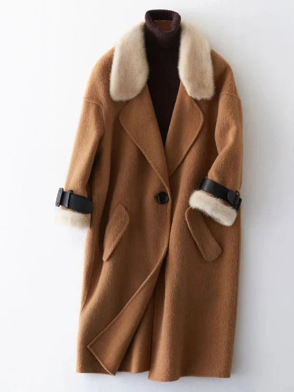 Long Woolen Pocket Warm Coat