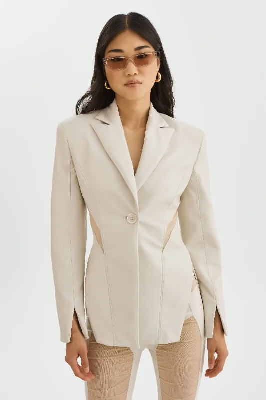 LYUBAVA | Faux Leather Single Breasted Blazer