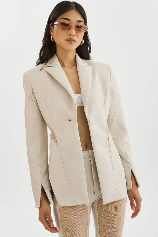 LYUBAVA | Faux Leather Single Breasted Blazer