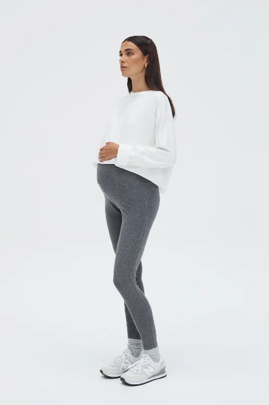 Fold Down Fitted Yoga Pant (Heather Grey)