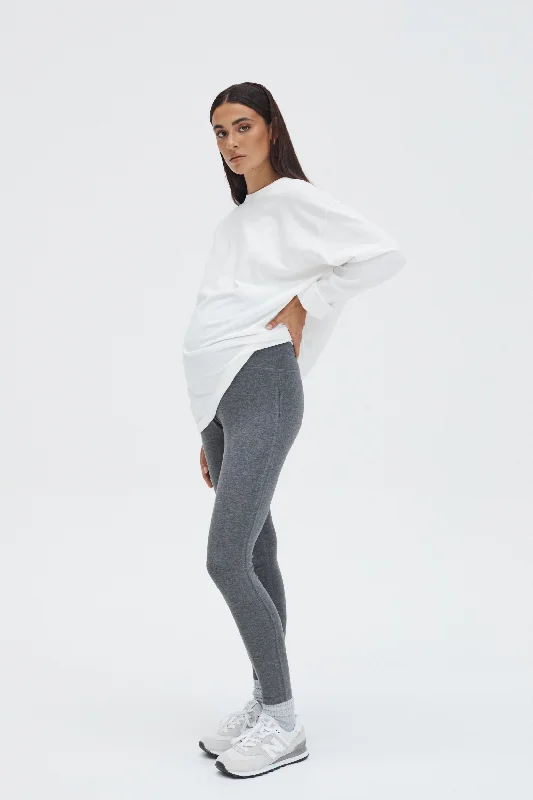 Fold Down Fitted Yoga Pant (Heather Grey)