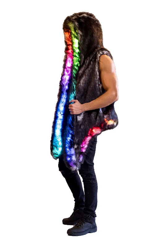 Men's LED Fur Vest in ""Just The Tip-Black""