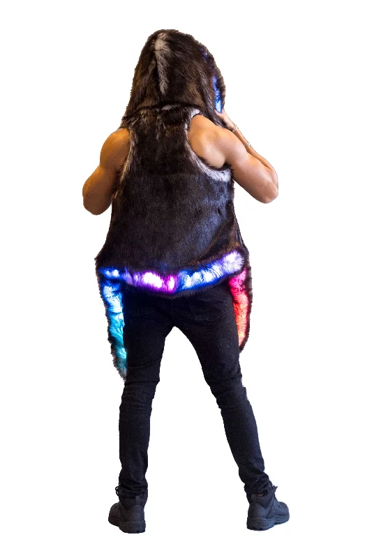 Men's LED Fur Vest in ""Just The Tip-Black""