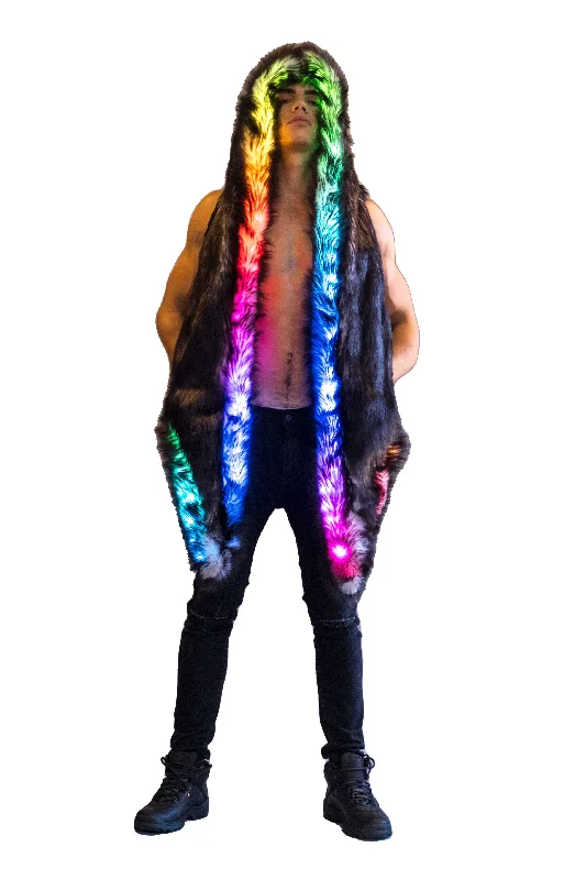 Men's LED Fur Vest in ""Just The Tip-Black""