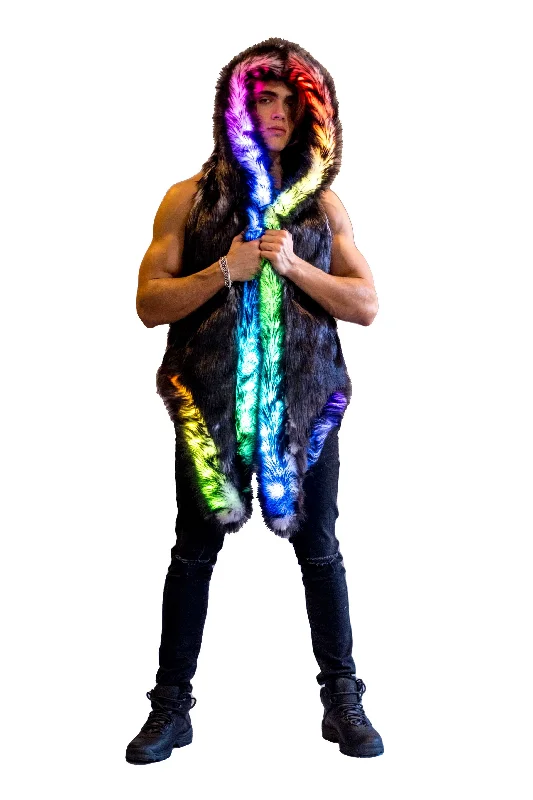 Men's LED Fur Vest in ""Just The Tip-Black""