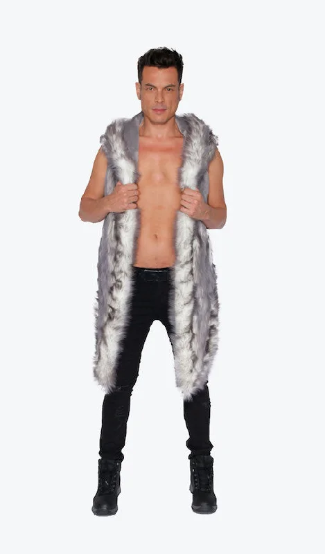 Men's LED Fur Vest in ""Just The Tip-Gray""