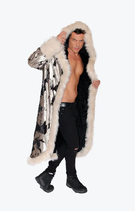 Men's LED Sequin King Coat in ""Black-Taupe""