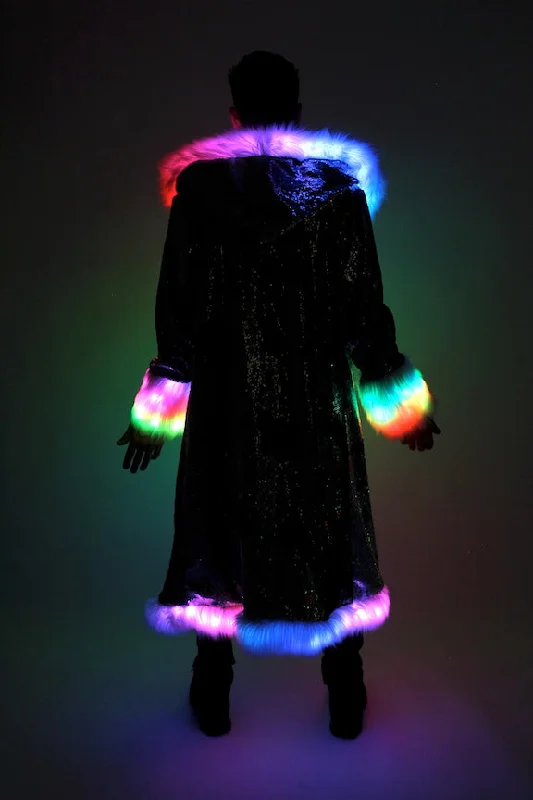 Men's LED Sequin King Coat in ""Black-Taupe""