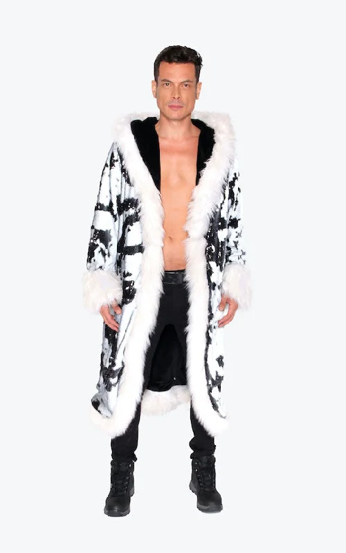 Men's LED Sequin King Coat in ""Black/ White""