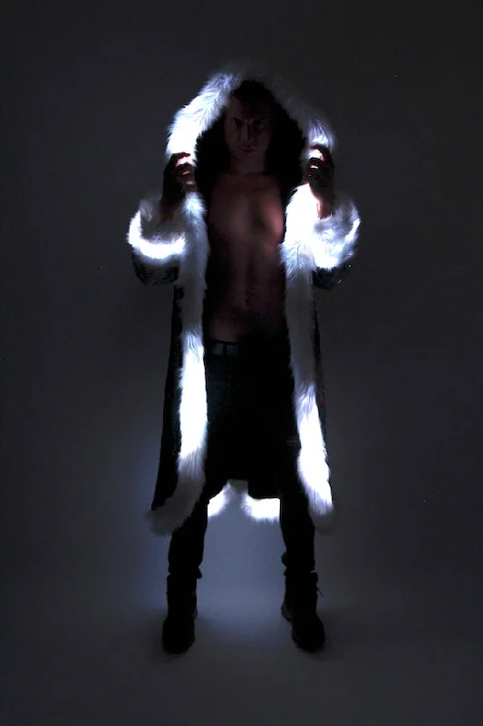 Men's LED Sequin King Coat in ""Black/ White""