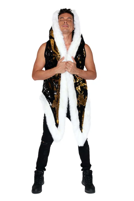 Men's LED Sequin Vest in ""Black/ Gold""