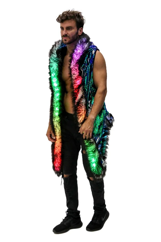 Men's LED Sequin Vest in ""Blue/ Green /Silver""