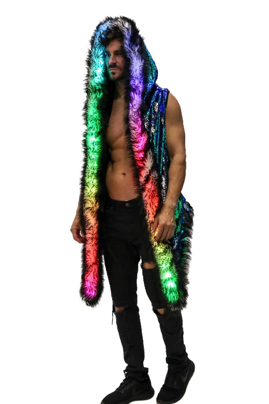 Men's LED Sequin Vest in ""Blue/ Green /Silver""