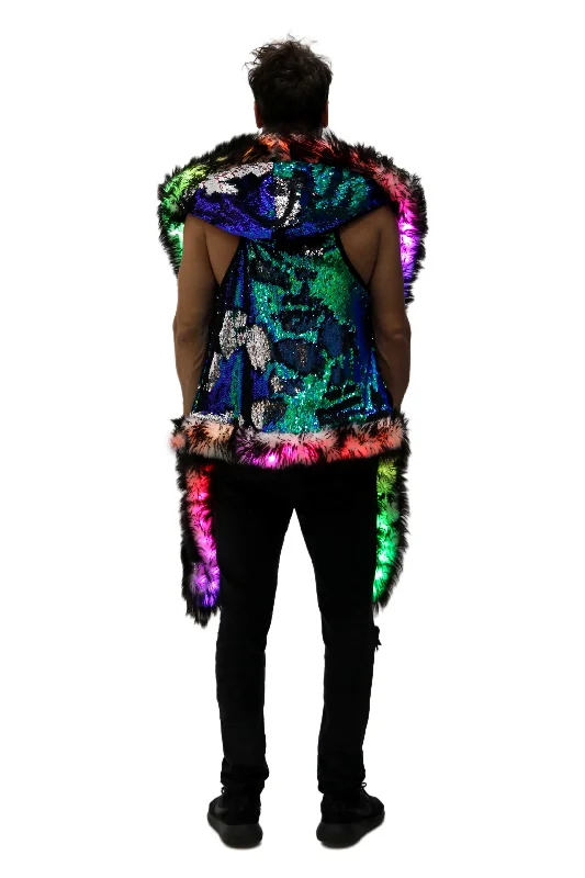 Men's LED Sequin Vest in ""Blue/ Green /Silver""