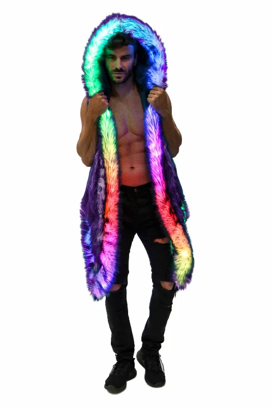 Men's LED Sequin Vest in ""Purple Gold Rainbow""