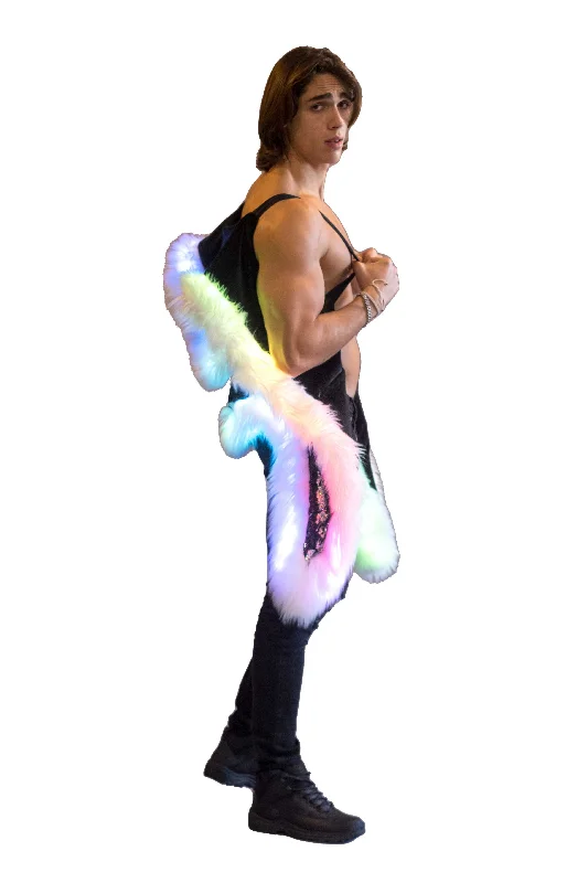 Men's LED Sequin Vest in ""Silver Hologram-Black""